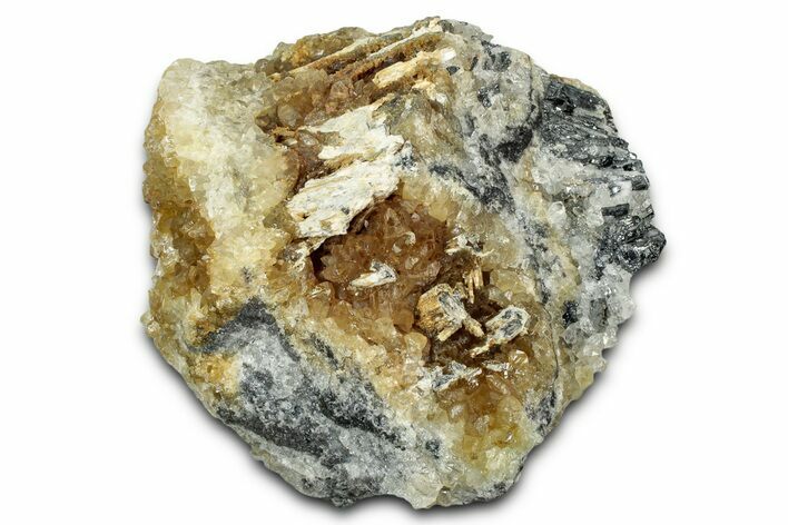 Turkish Citrine Crystal Cluster with Stibnite - New Find! #336915